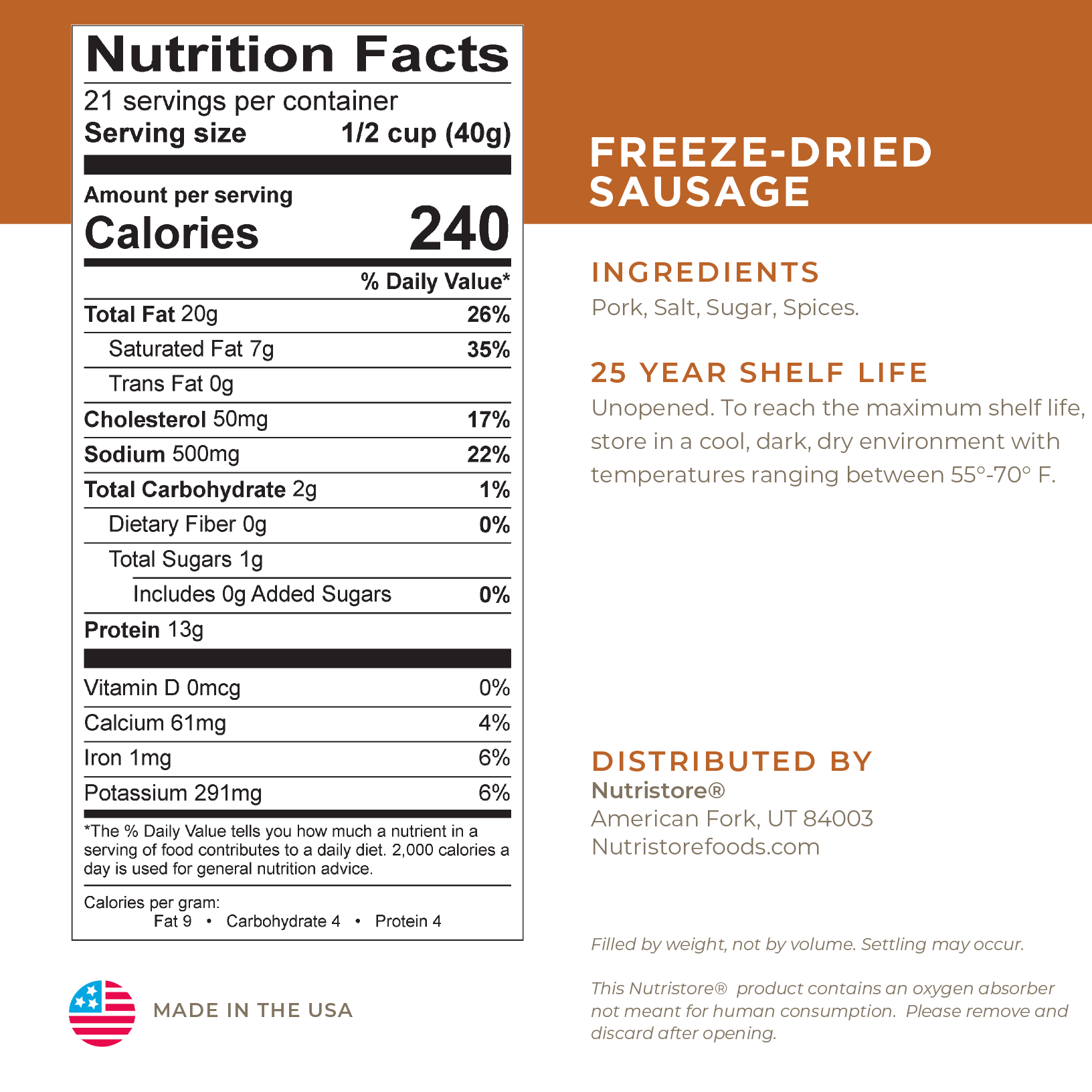 Sausage Crumbles Freeze Dried - #10 Can