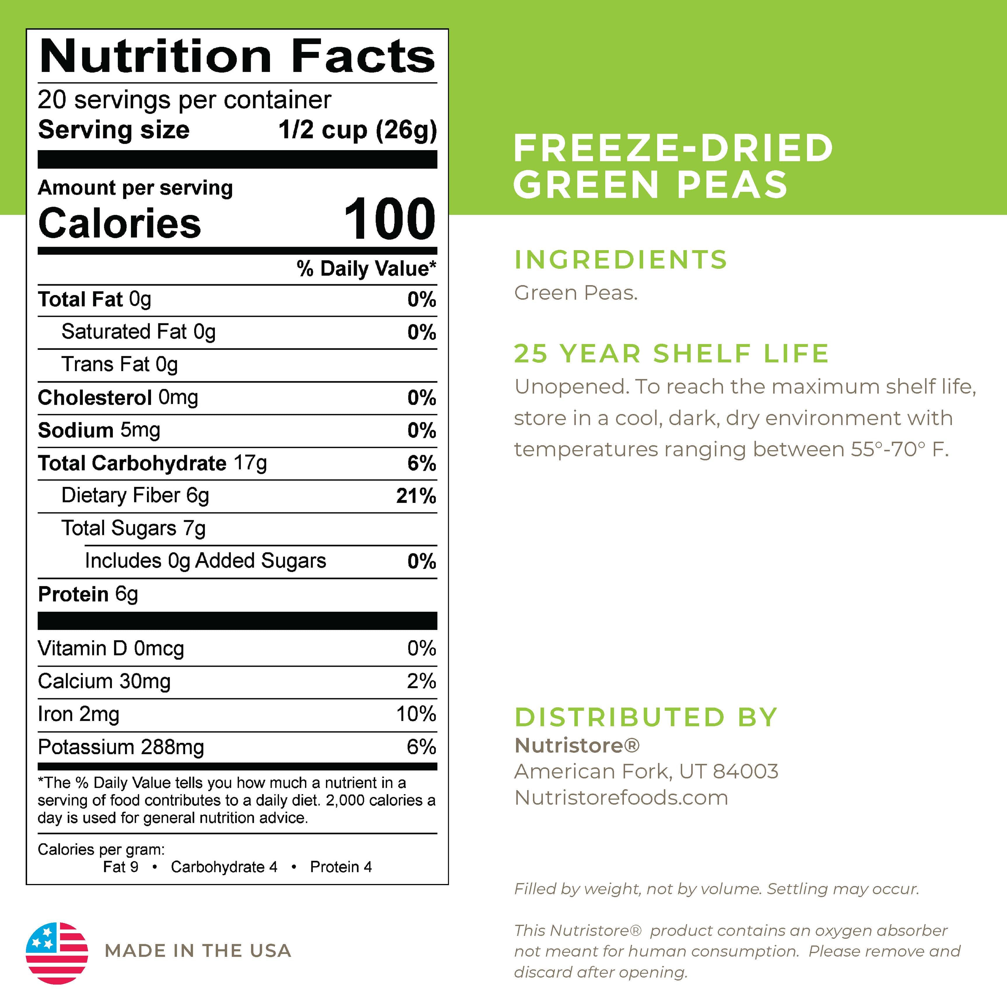 Green Peas Freeze Dried - #10 Can