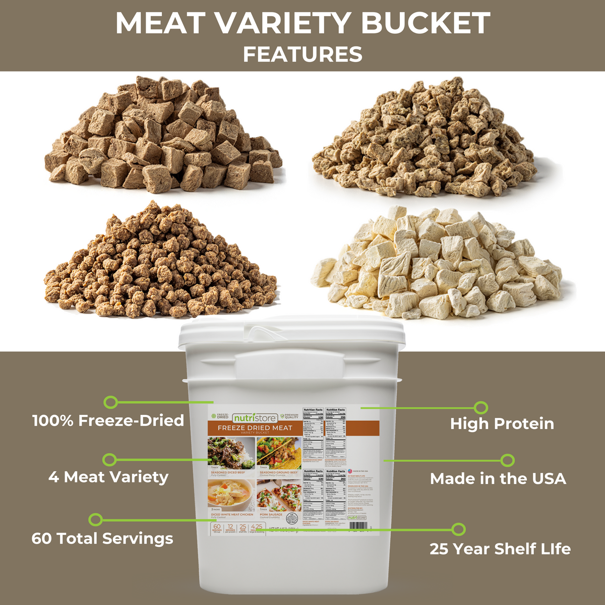 Freeze Dried Meat Variety Bucket – Nutristore Foods