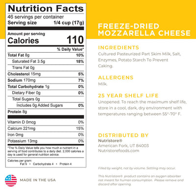 Mozzarella Cheese Freeze Dried 6 Pack - CLEARANCE