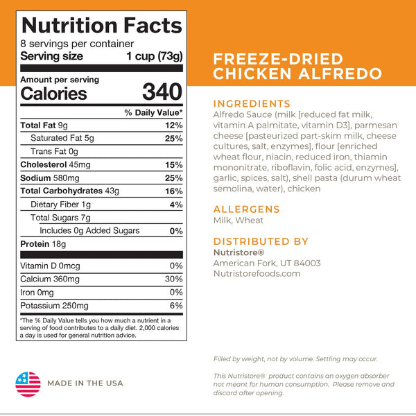 Chicken Alfredo Nutrition Label