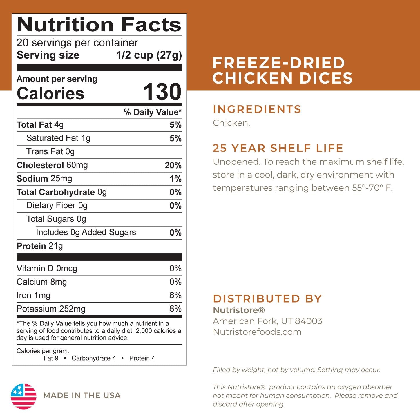 Chicken Dices Freeze Dried - #10 Can