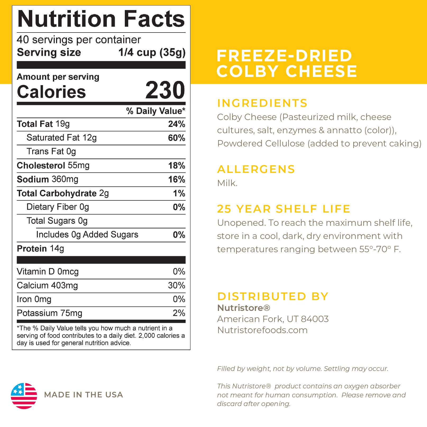 Colby Cheese Freeze Dried 6 Pack - CLEARANCE