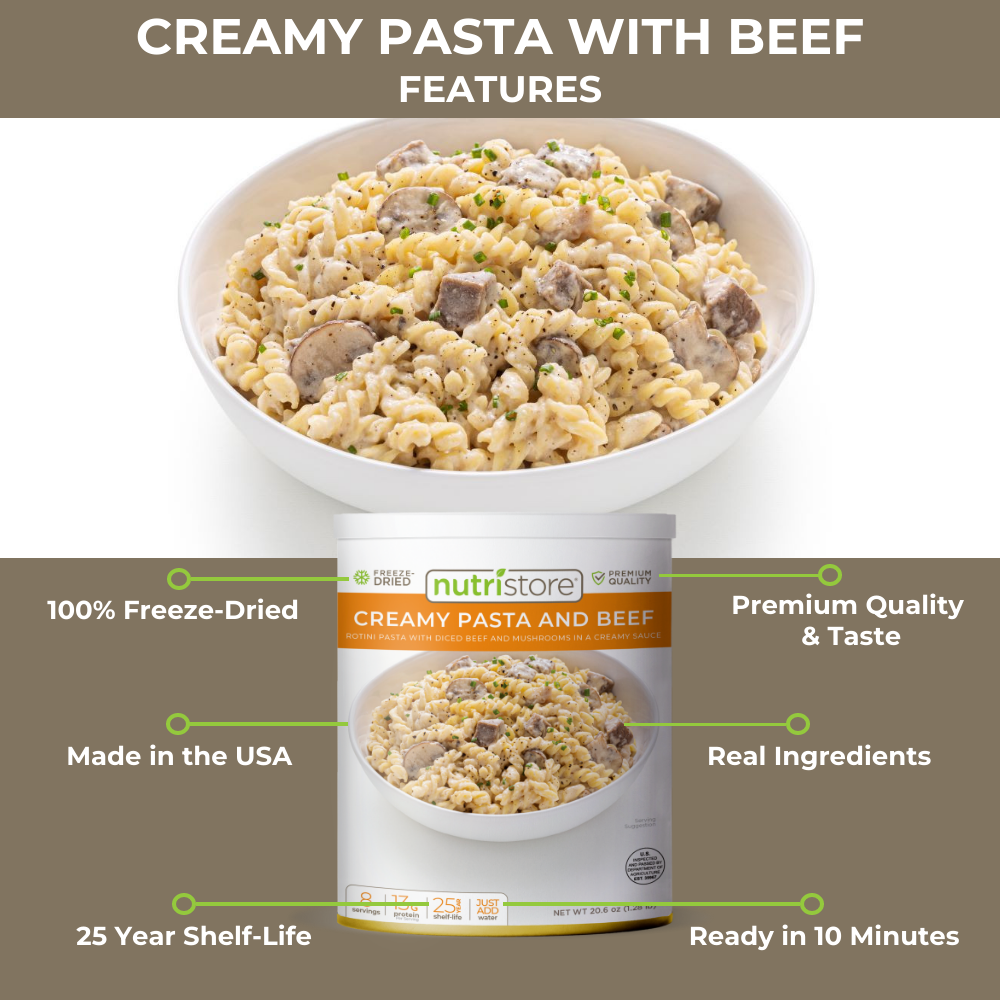 Creamy Pasta and Beef Freeze Dried - #10 Can – Nutristore Foods