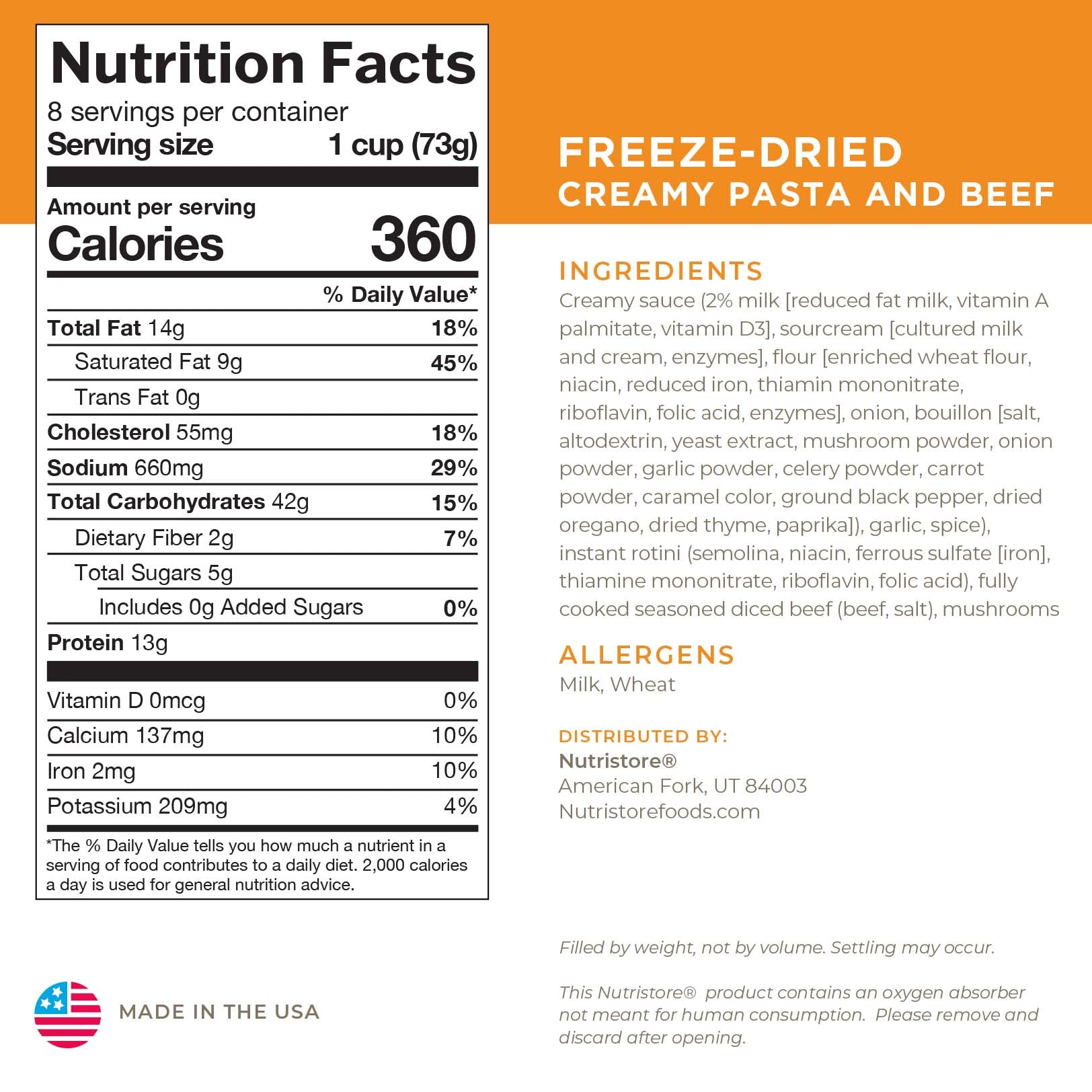 Creamy Pasta and Beef Freeze Dried - #10 Can