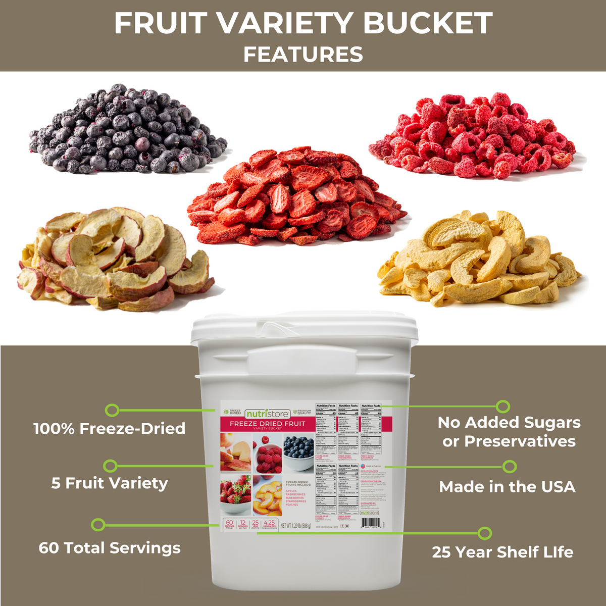 Freeze Dried Fruit Variety Bucket – Nutristore Foods