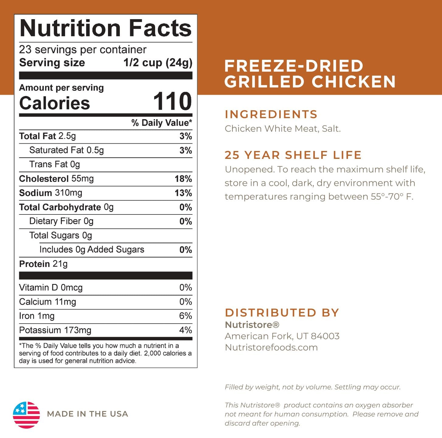 Grilled Chicken Freeze Dried - #10 Can