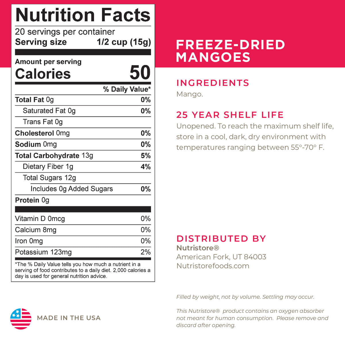 Mangoes Freeze Dried 10 Can Nutristore Foods
