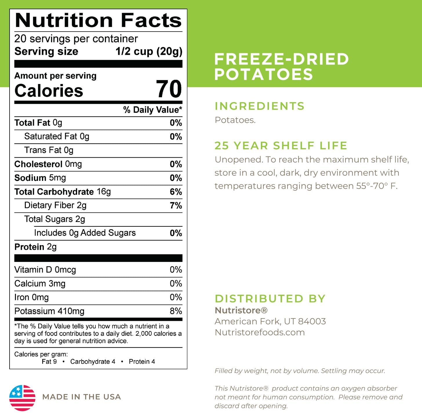 Potatoes Freeze Dried - #10 Can